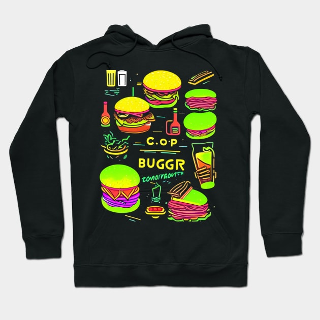 Burger pattern Hoodie by Unevenalways